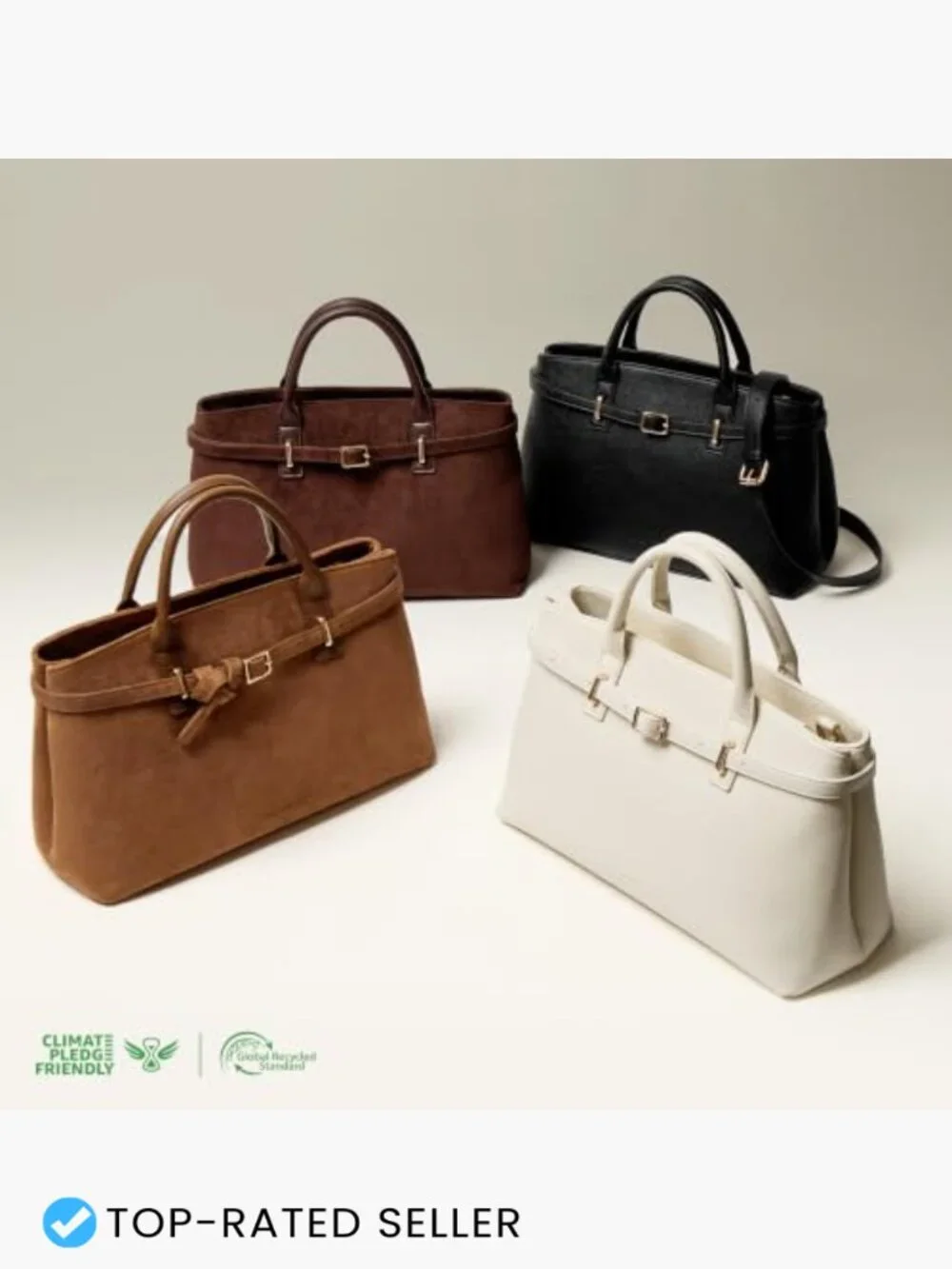Structured Satchel Handbag Women Work Tote Purse Medium Vegan Leather Crossbody